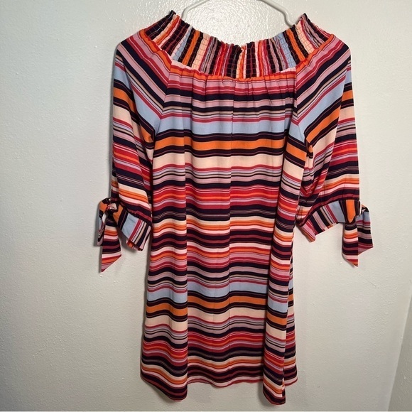 Want and Need Off Shoulder Mini Dress Navy Stripe - Picture 8 of 12